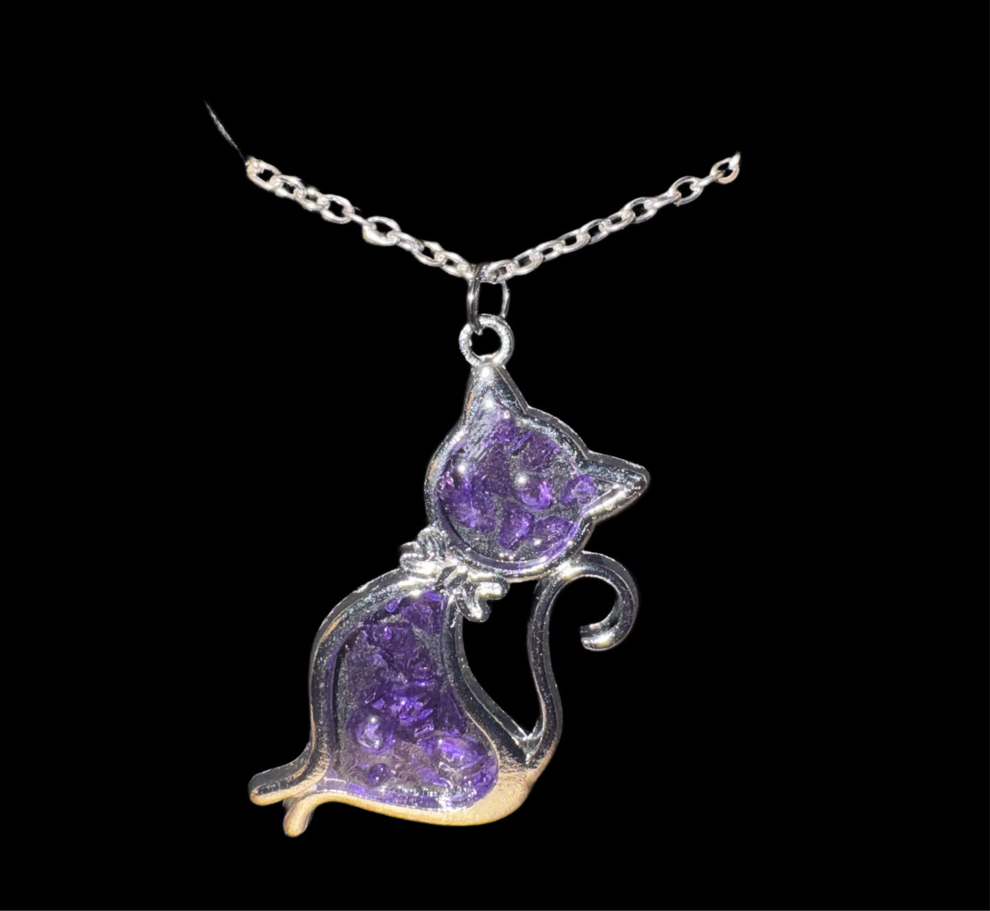 Purple Resin Cat Necklace