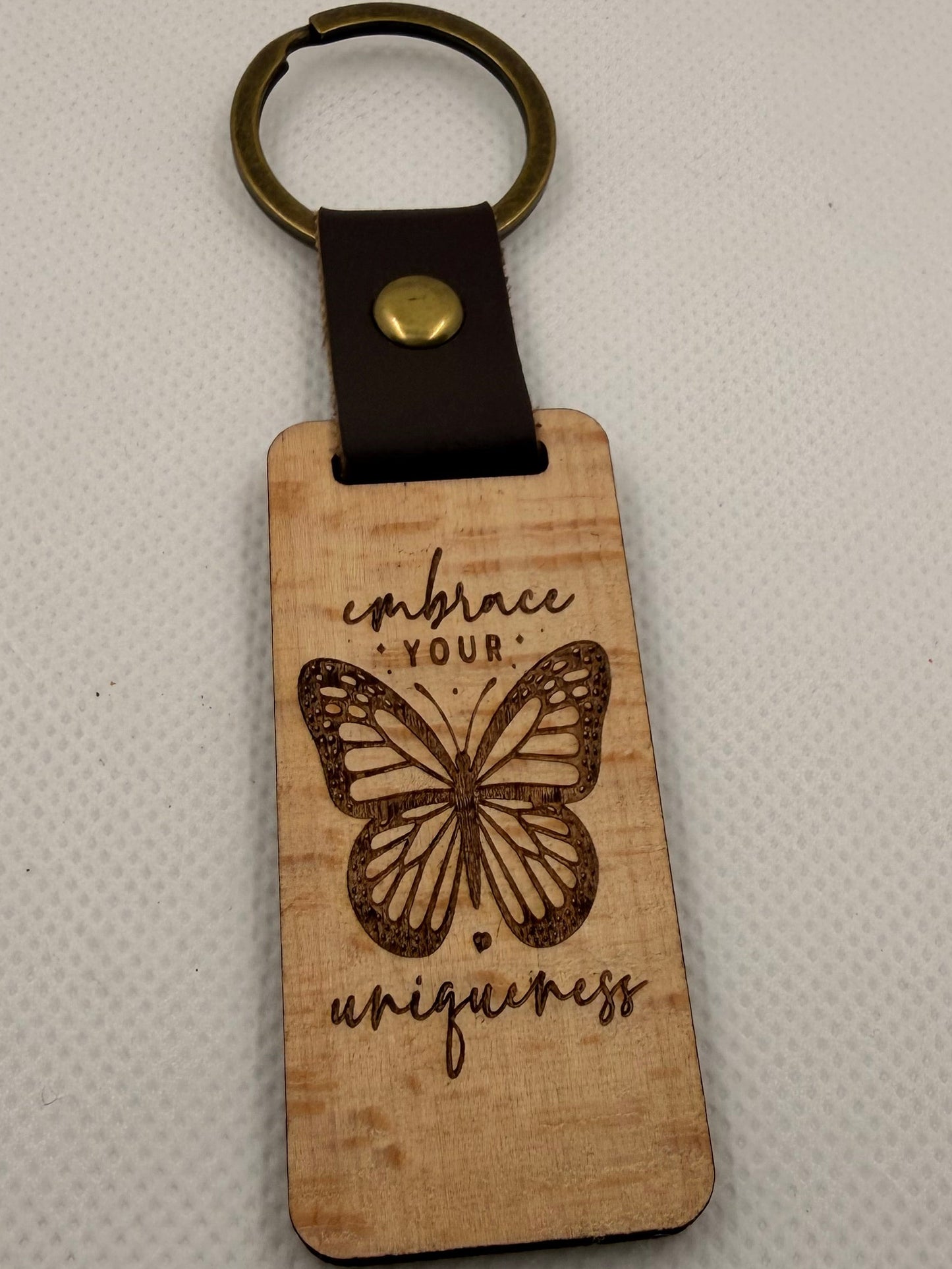 Embrace Your Uniqueness Wooden Laser Engraved Keychain