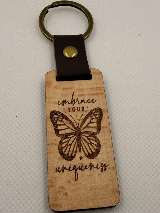 Embrace Your Uniqueness Wooden Laser Engraved Keychain