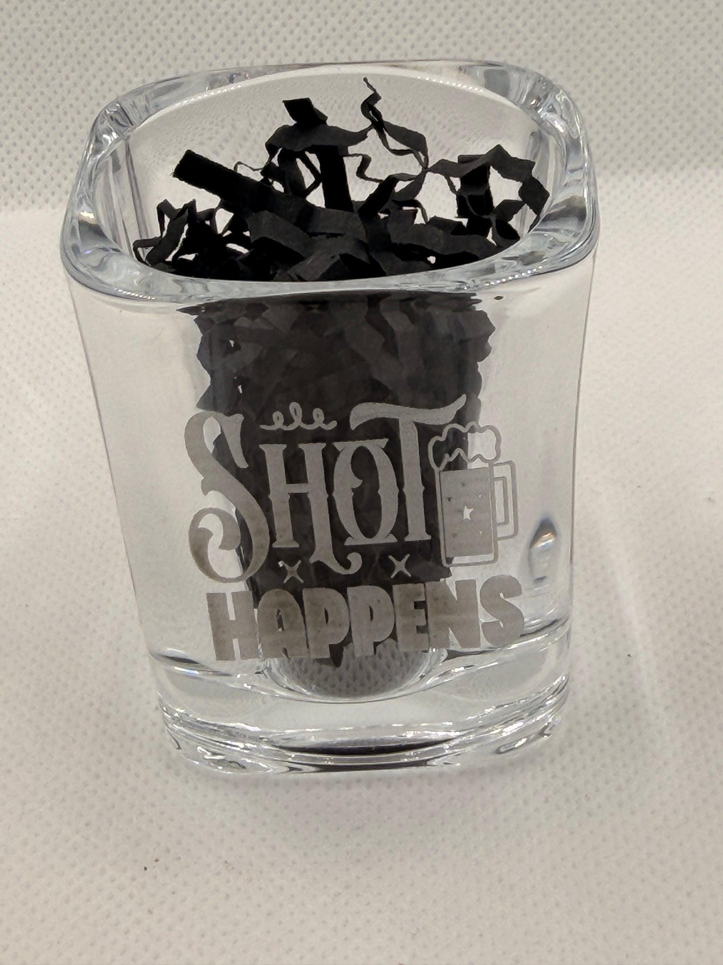 Shot Happens Laser Engraved Shot Glass