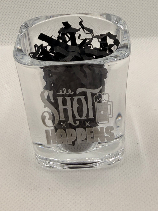 Shot Happens Laser Engraved Shot Glass