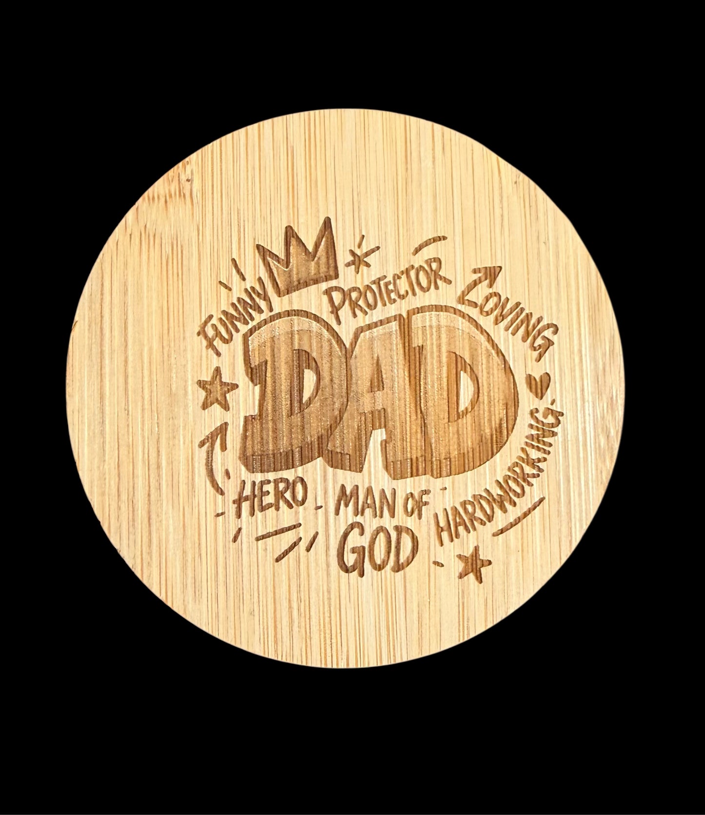 Wooden Magnetic Bottle Opener “Dad Funny, Protector, Loving,Hardworking, Hero, Man of God