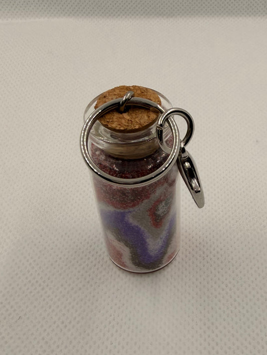 Colorful Sand or Stone filled Glass Keychain with Cork