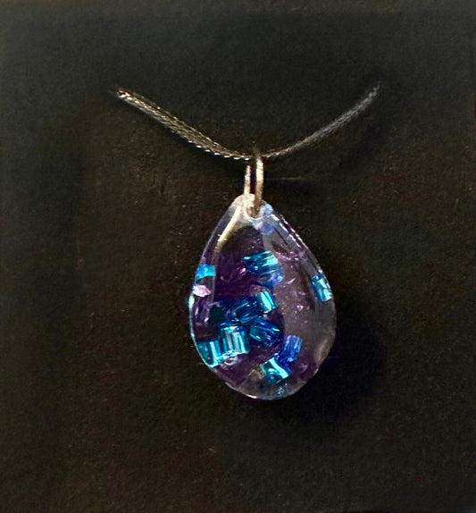 Blue and Purple Resin Necklace