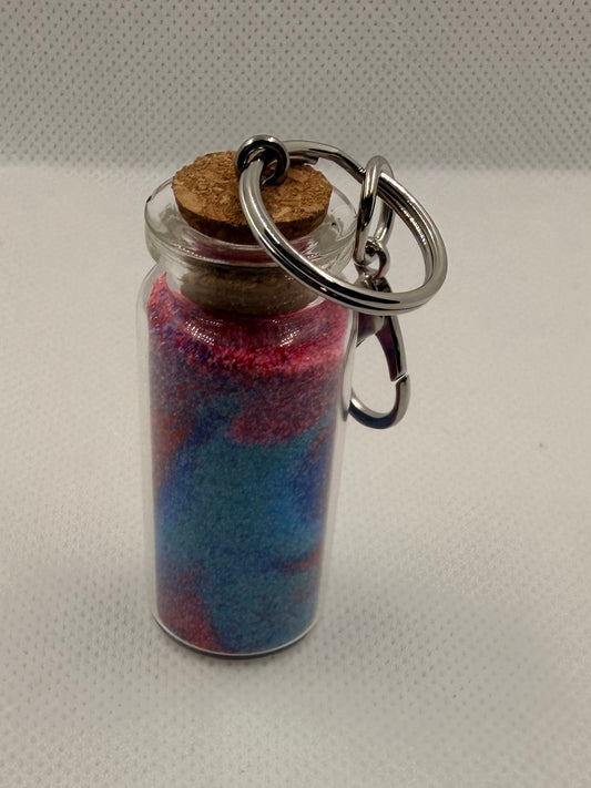 Colorful Sand or Stone filled Glass Keychain with Cork