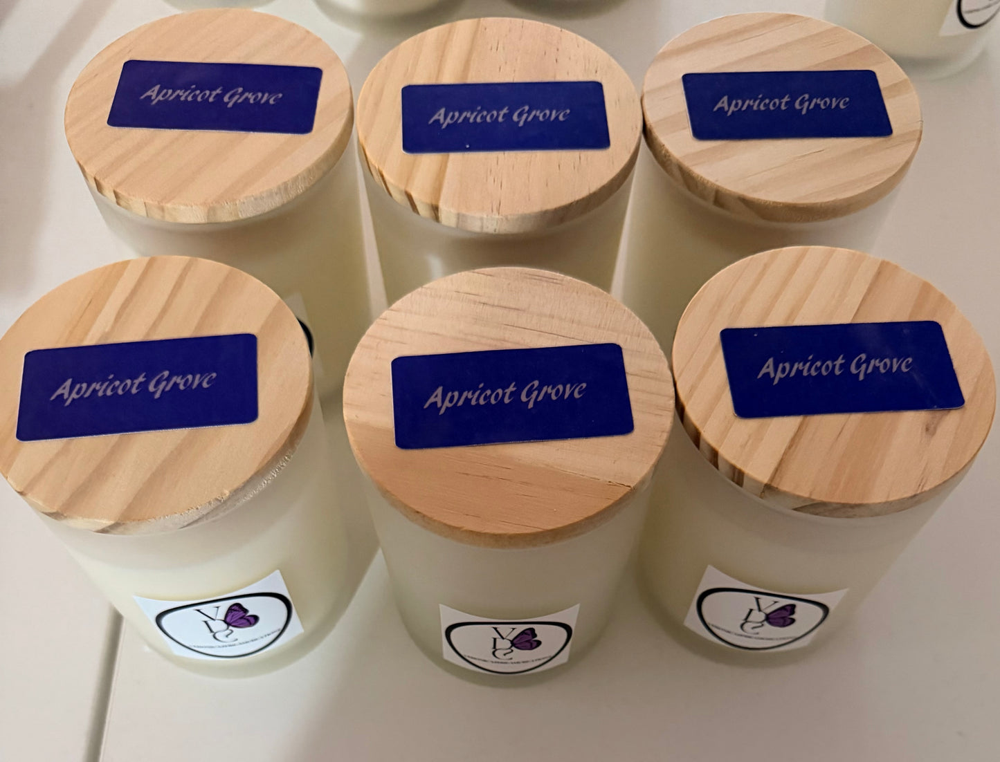 7oz Frosted Glass Soy Candle Apricot Grove