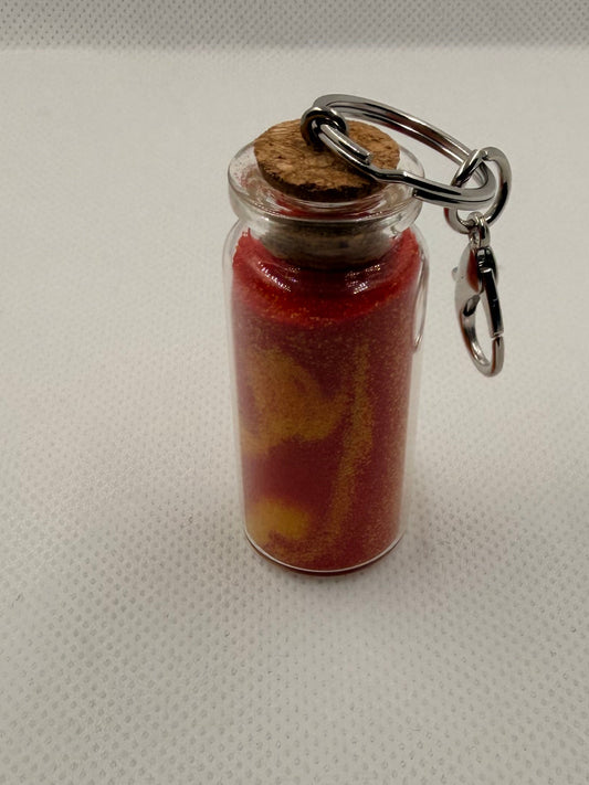 Colorful Sand or Stone filled Glass Keychain with Cork