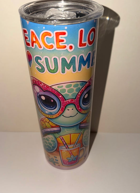 Peace, Love, and Summer 20oz Tumbler (green)