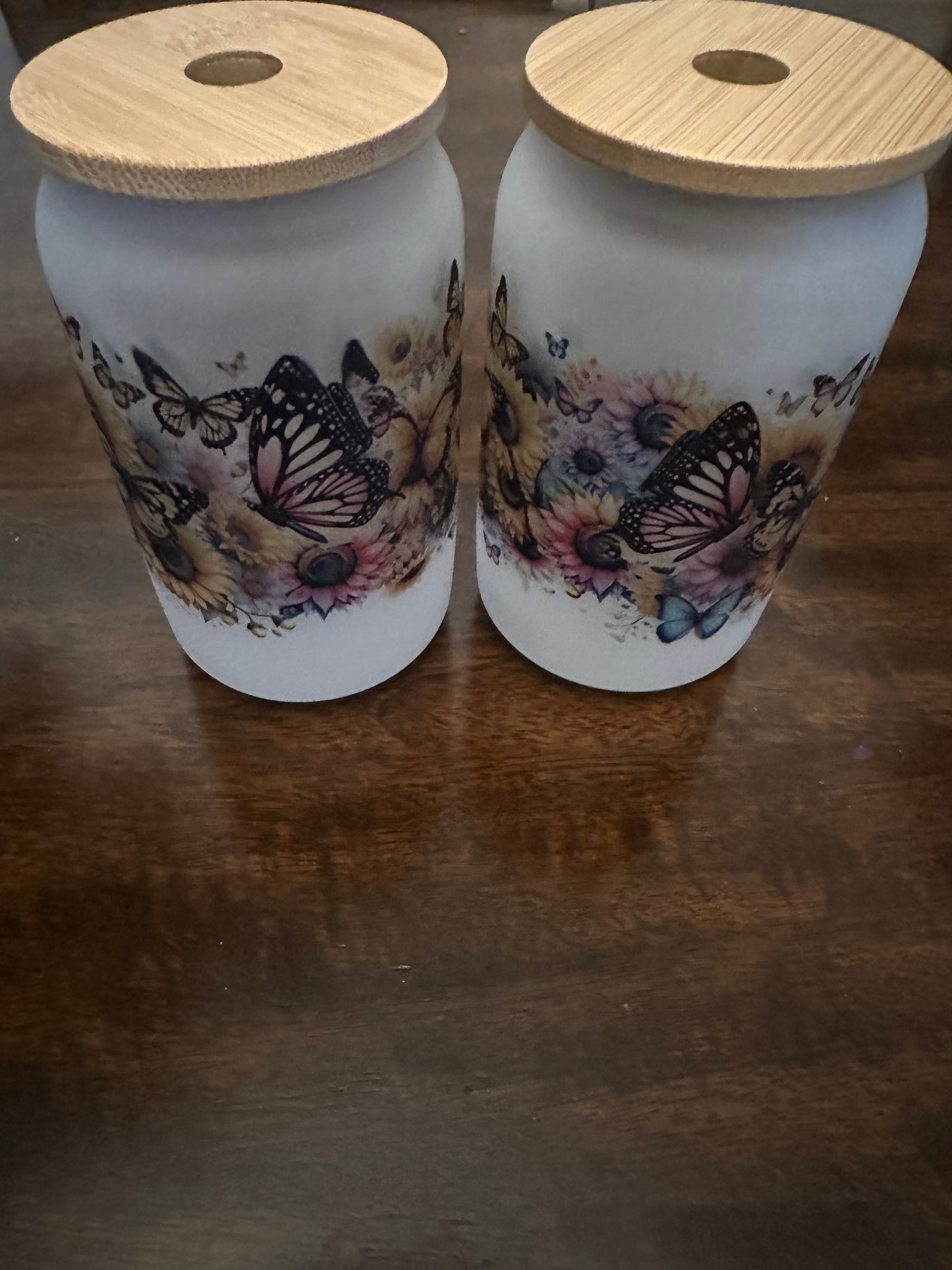 Frosted Glass Butterfly Drinkware