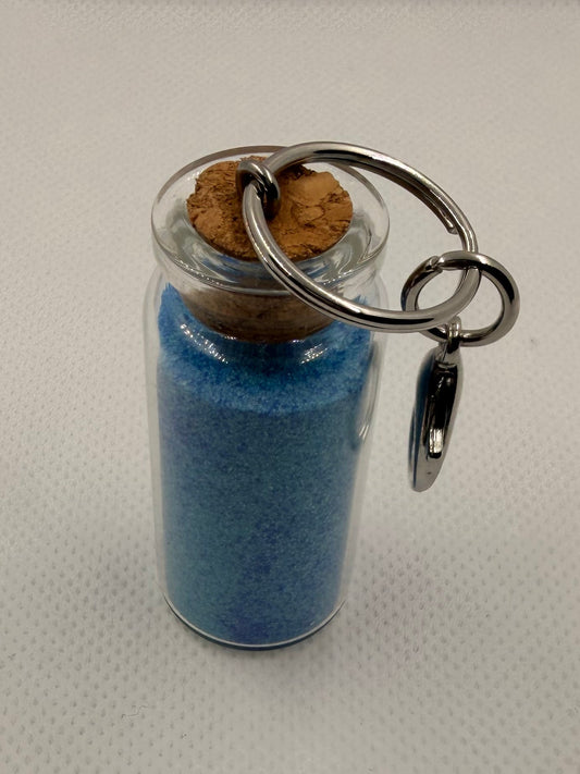 Colorful Sand or Stone filled Glass Keychain with Cork