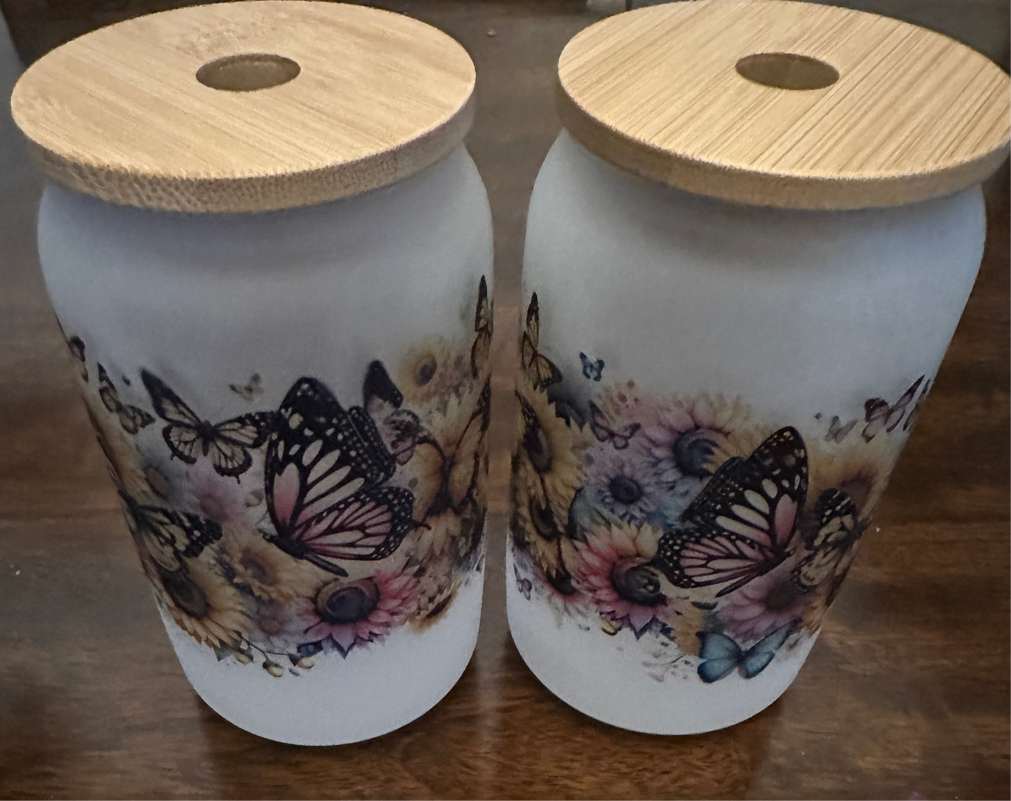 Frosted Glass Butterfly Drinkware