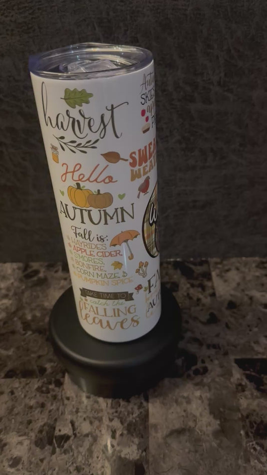 Fall Autumn Harvest 20oz Stainless Steel Tumbler